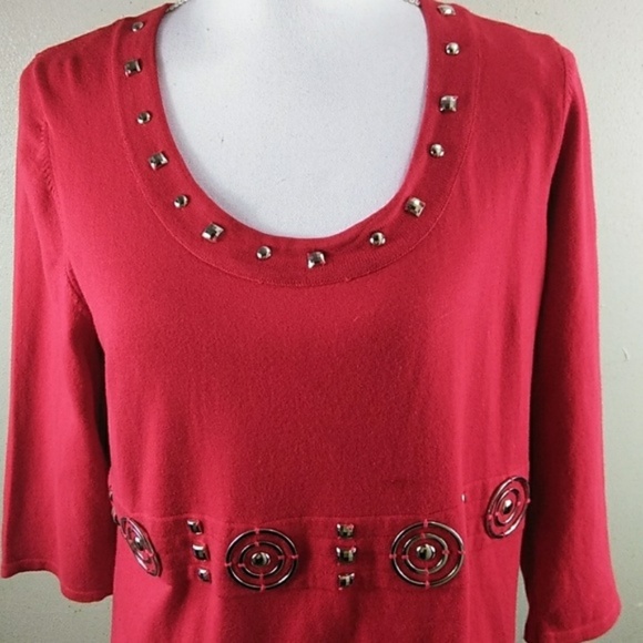 RQT Red Sweater with Silver Embellishments L NWT - Picture 2 of 8